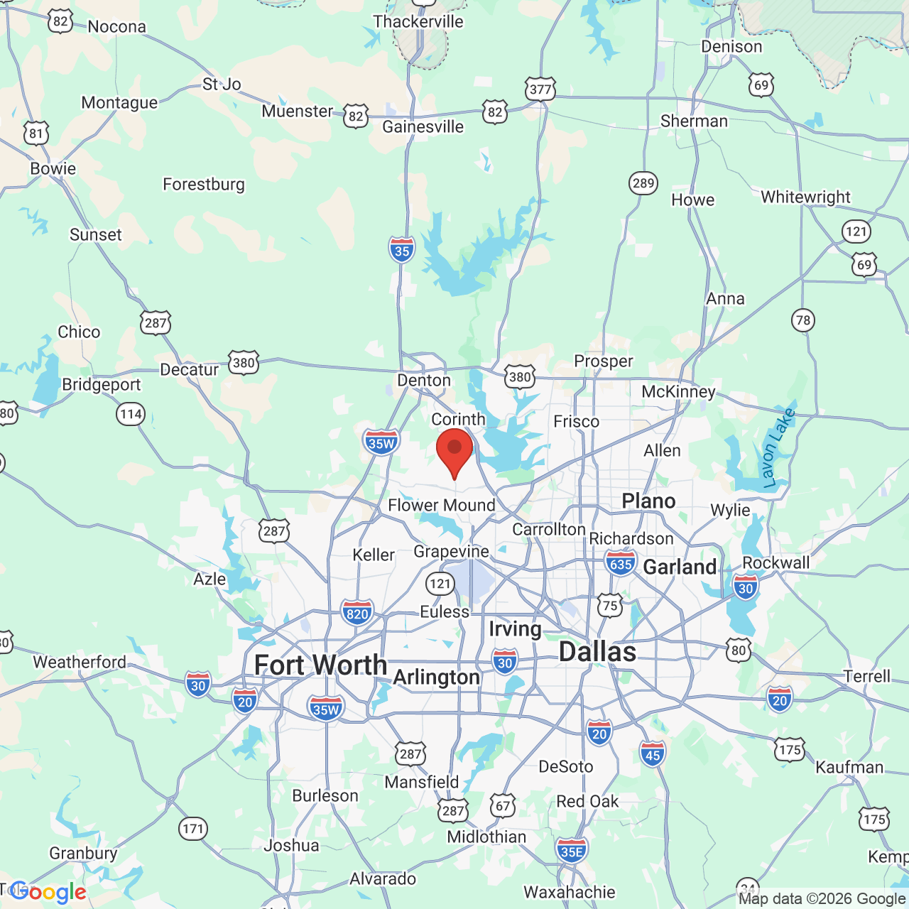 Google map image of our location in 2901 Corporate Drive Flower Mound, TX