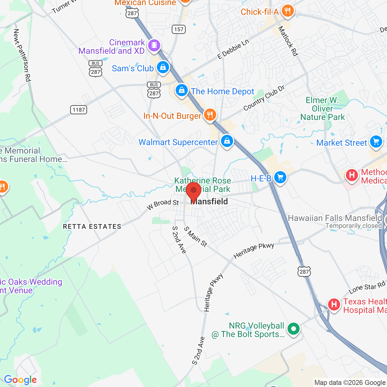 Google map image of our location in 309 E Broad Street Mansfield, TX