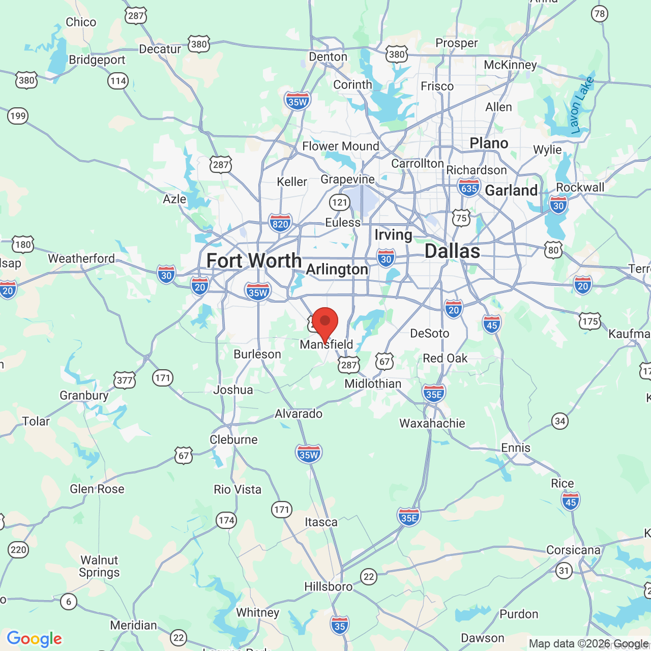 Google map image of our location in 309 E Broad Street Mansfield, TX